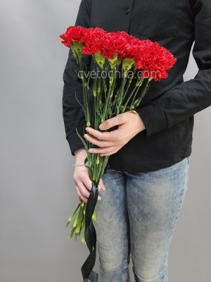 Траурный букет из 20 красных гвоздик