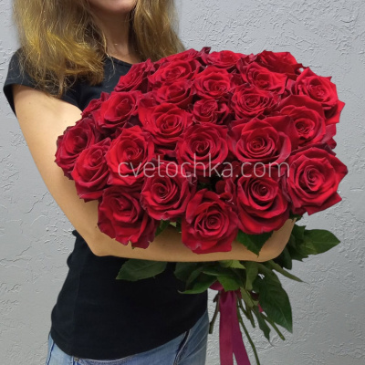 Акция! 25 красных роз Эквадор 60 см